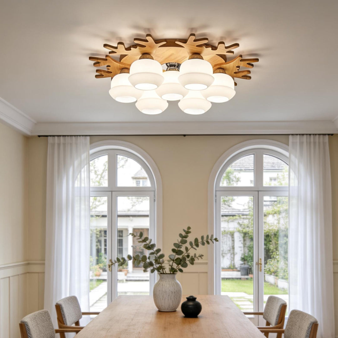Globe Ceiling Lamp Nordic Style Wooden Glass LED Light