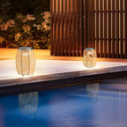 Woven Rattan Lanterns Portable LED Waterproof Solar Outdoor Light