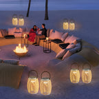 Woven Rattan Lanterns Portable LED Waterproof Solar Outdoor Light