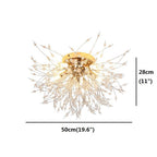 5-Light Branch Tree Chandelier Metal Crystal LED Living Room Ceiling Lights