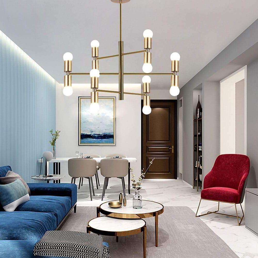 6 Lights LED Modern Gold Geometric Chandelier Hanging Lamp
