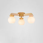 Nordic Style Wood LED Globe Flush Mount Ceiling Lighting