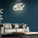 Wave LED Crystal Stainless Steel Ceiling Lights Chandeliers