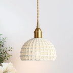 Artistic Semi Globe Ceramic Copper Pendant Light Modern Pendant Lighting