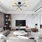 Minimalist Geometric Industrial Sputnik Chandelier 6 Bulbs Ceiling Lights