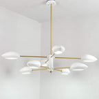 Artistic Black Farmhouse Chandelier with 8 LED Downlight Angled Lights